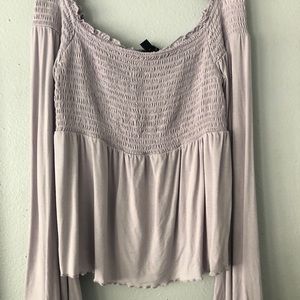 Lavender off the shoulder blouse